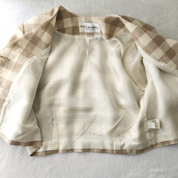 Vtg 70s Plaid Skirt Set Sz 10 Tan Jacket Union Made Linen JH Collectibles ILGWU - Picture 9 of 16